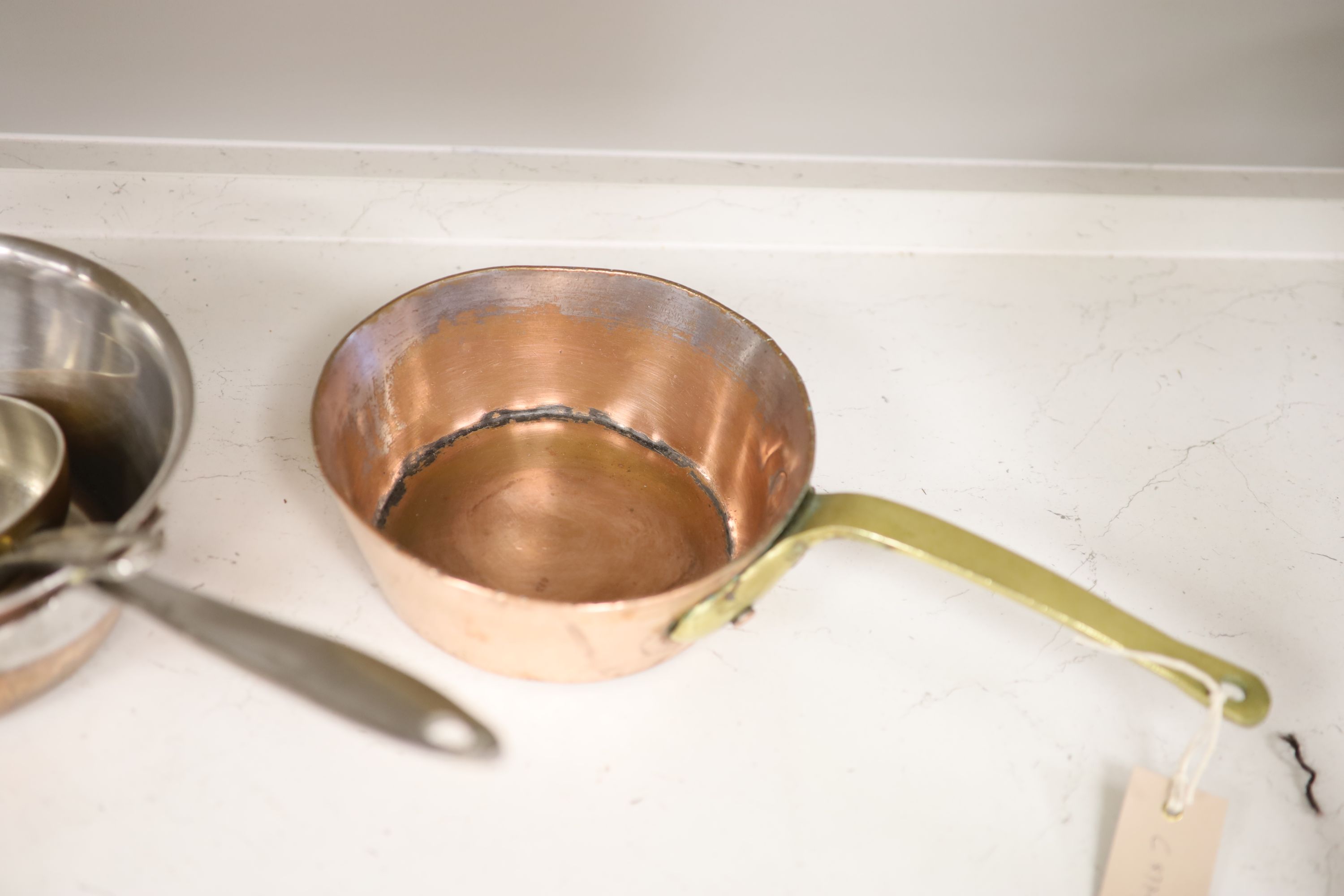 Four French copper pans